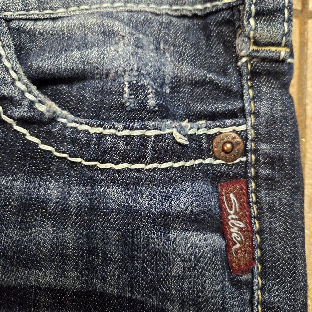 Silver Jeans Santorini Women's Size 29 Blue Straight Leg Stretch Denim Capri - Picture 14 of 16